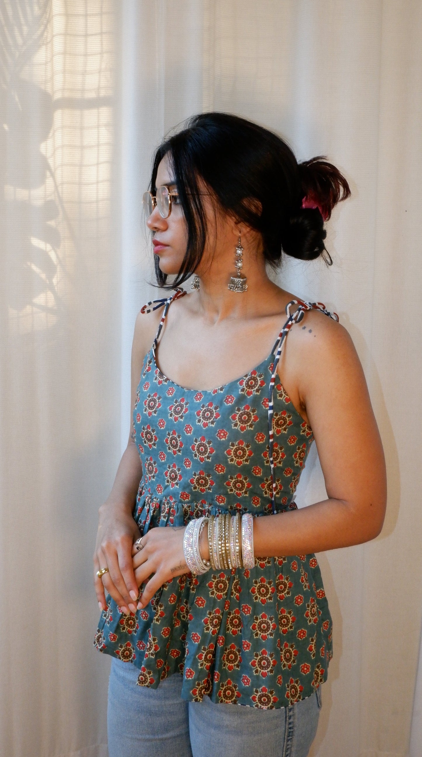 Wildstripe grove Reversible Ruffle top