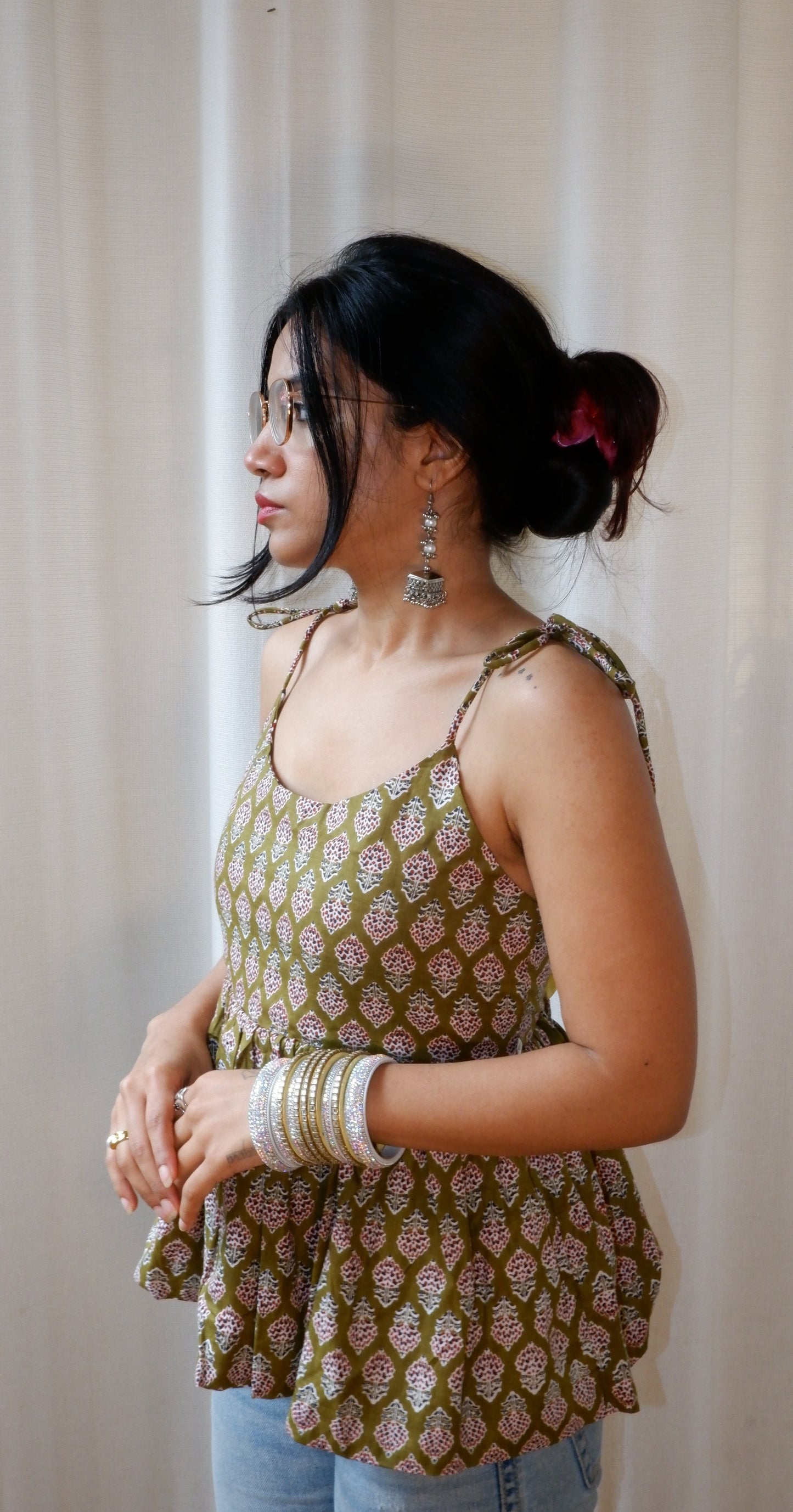 Boho Bloom Reversible Ruffle top