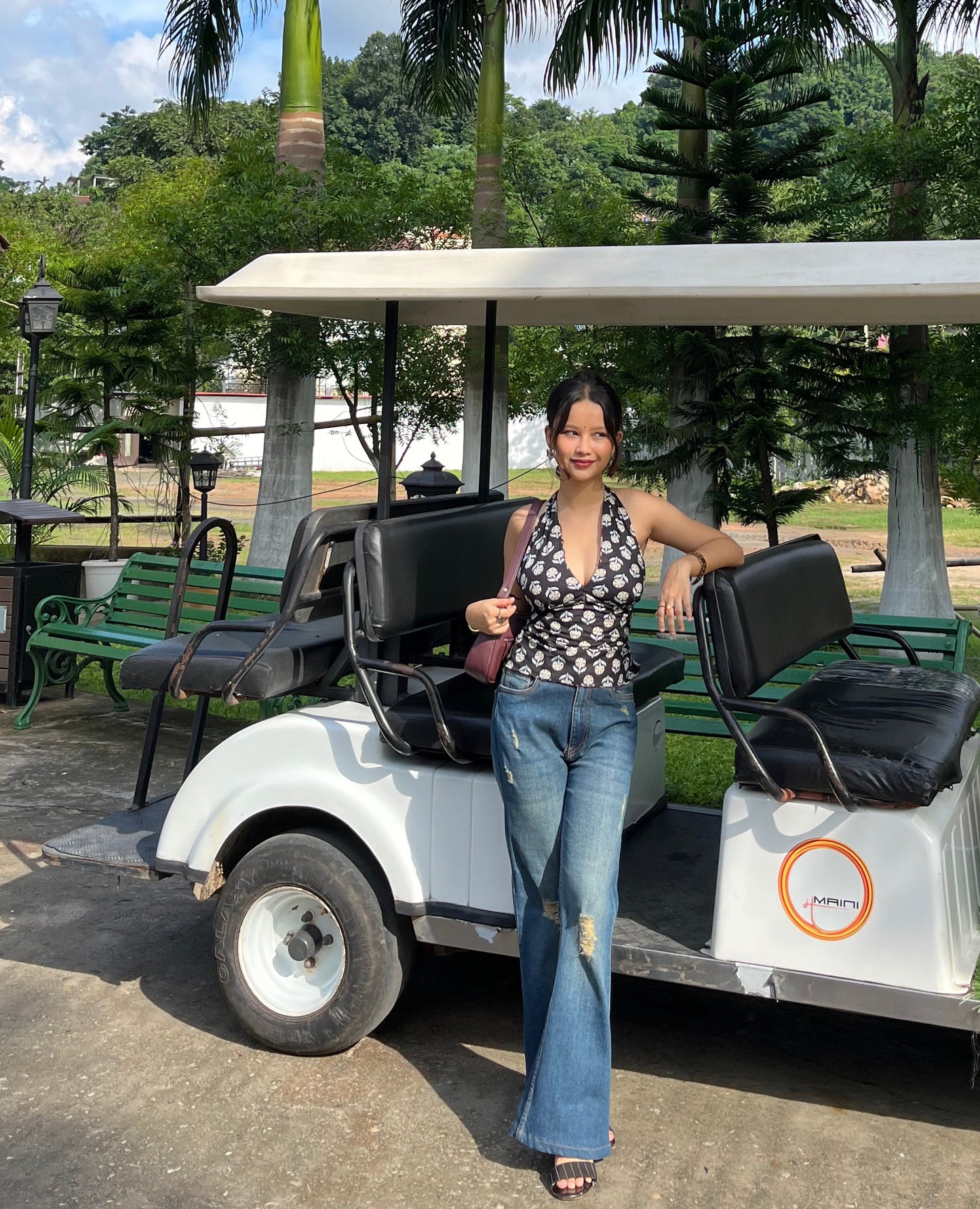 Black&purple GEET Halter Top