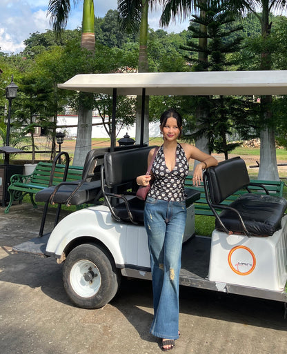 Black&purple GEET Halter Top