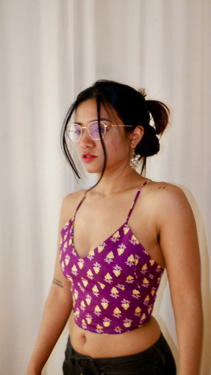 Botanical blue Backless Crop Top