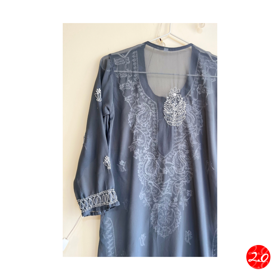 Dark Grey Chikankari Kurti