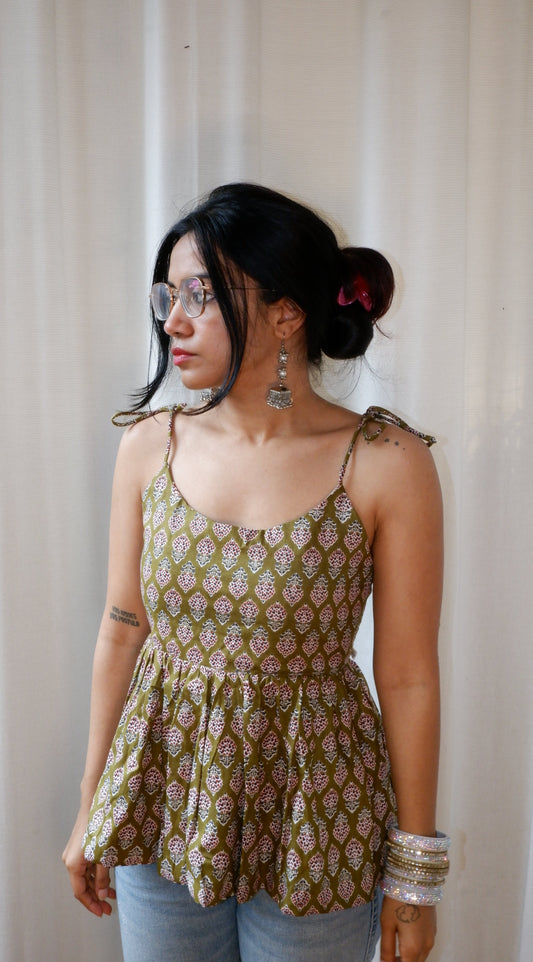 Boho Bloom Reversible Ruffle top