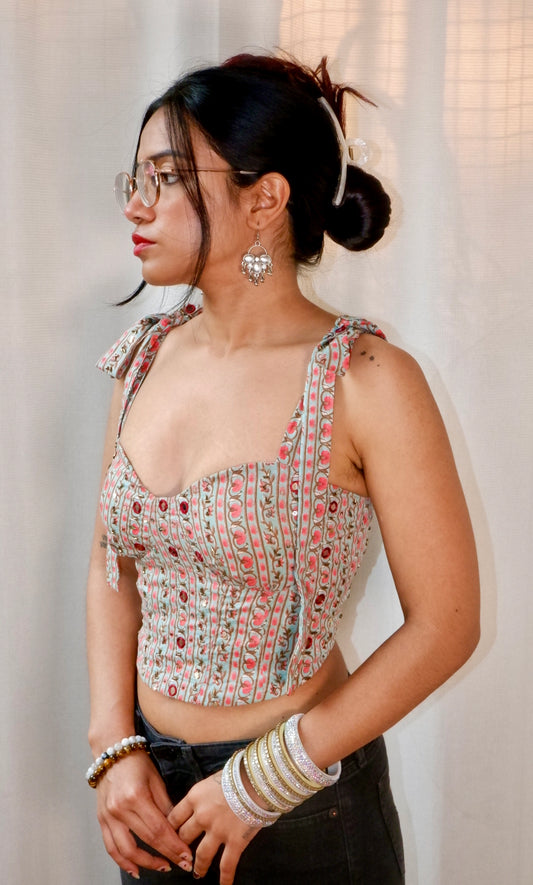 Bubblegum Embroidered corset top