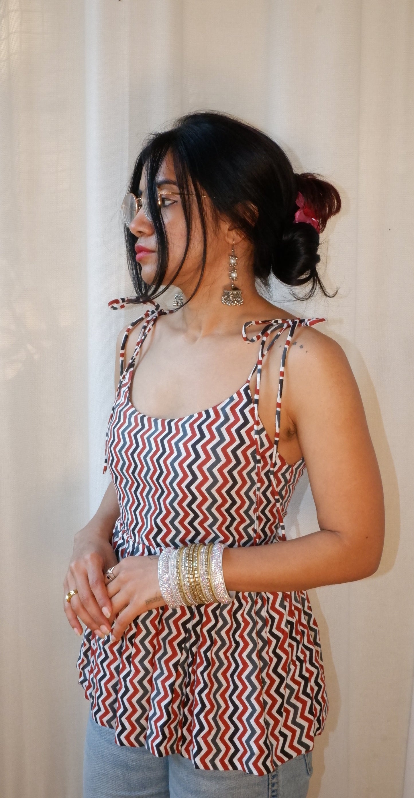 Terracotta Tale Reversible Ruffle top