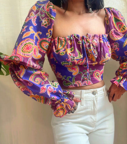 Paisley Milkmaid Top