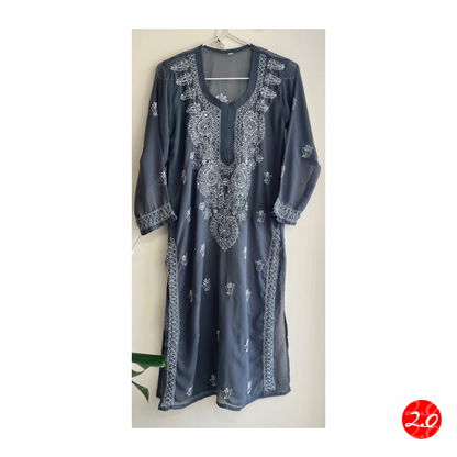 Dark Grey Chikankari Kurti