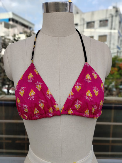 Pink combo: Crop shirt + Reversible Bikini Top