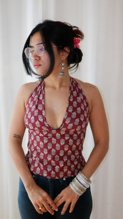 Black&purple GEET Halter Top