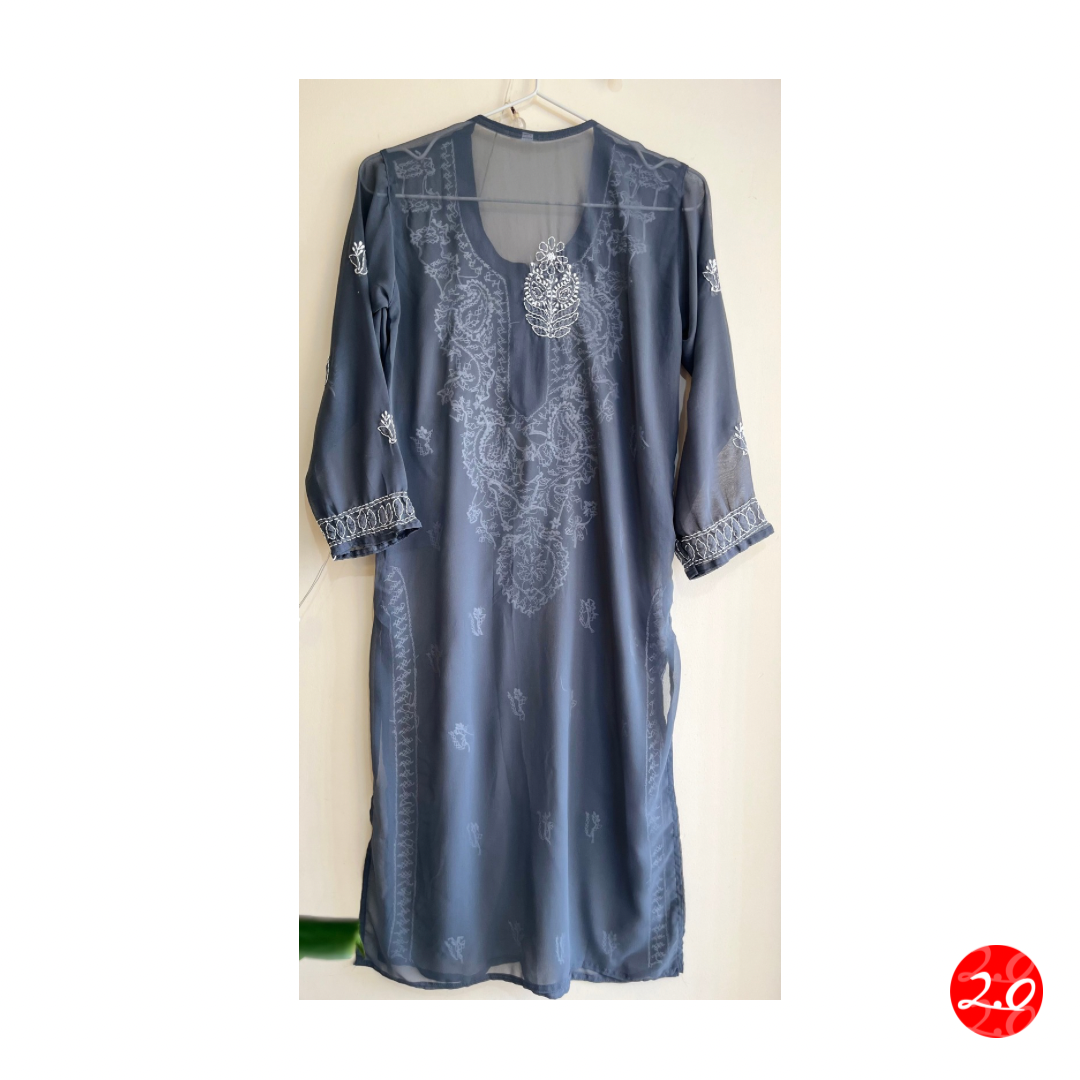 Dark Grey Chikankari Kurti