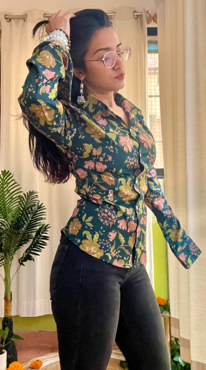 Forest flower sculpted shirt