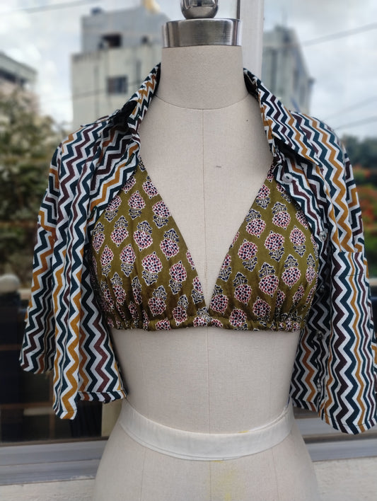 Botanic code combo: Crop shirt + Reversible Bikini Top
