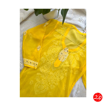 Haldi Mirror Chikankari Kurti