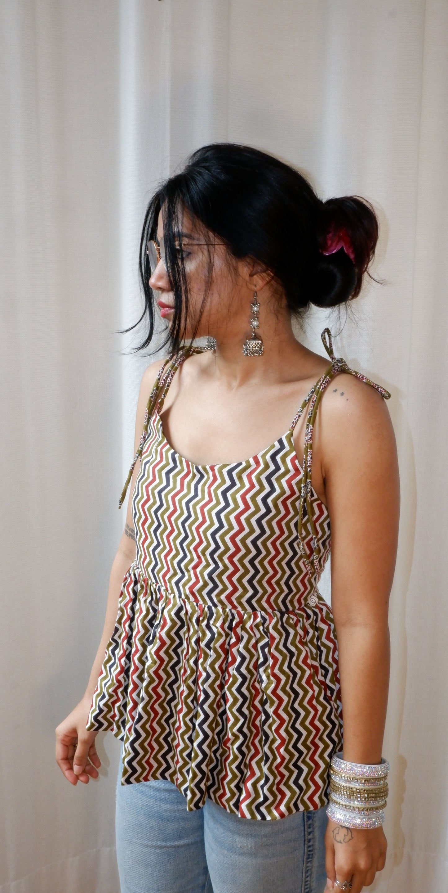 Boho Bloom Reversible Ruffle top