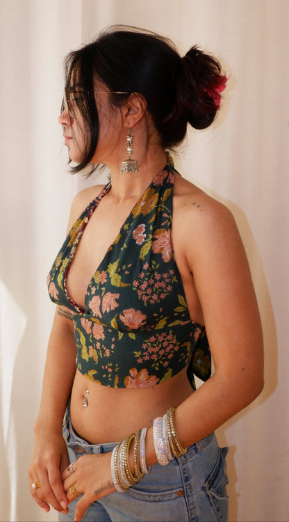 Lilac forest Crop Halter Top