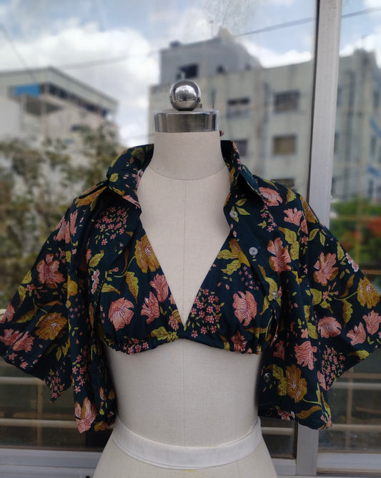 Forest combo: Crop shirt + Bikini Top