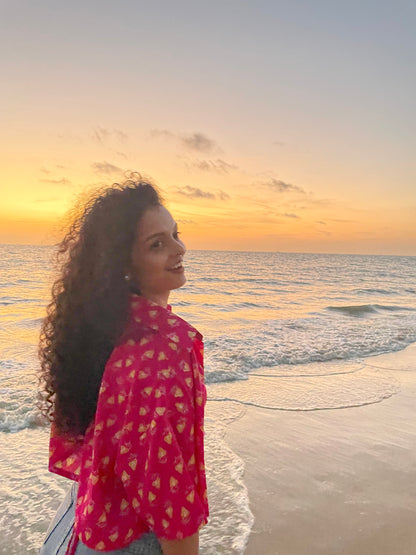 Pink combo: Crop shirt + Reversible Bikini Top