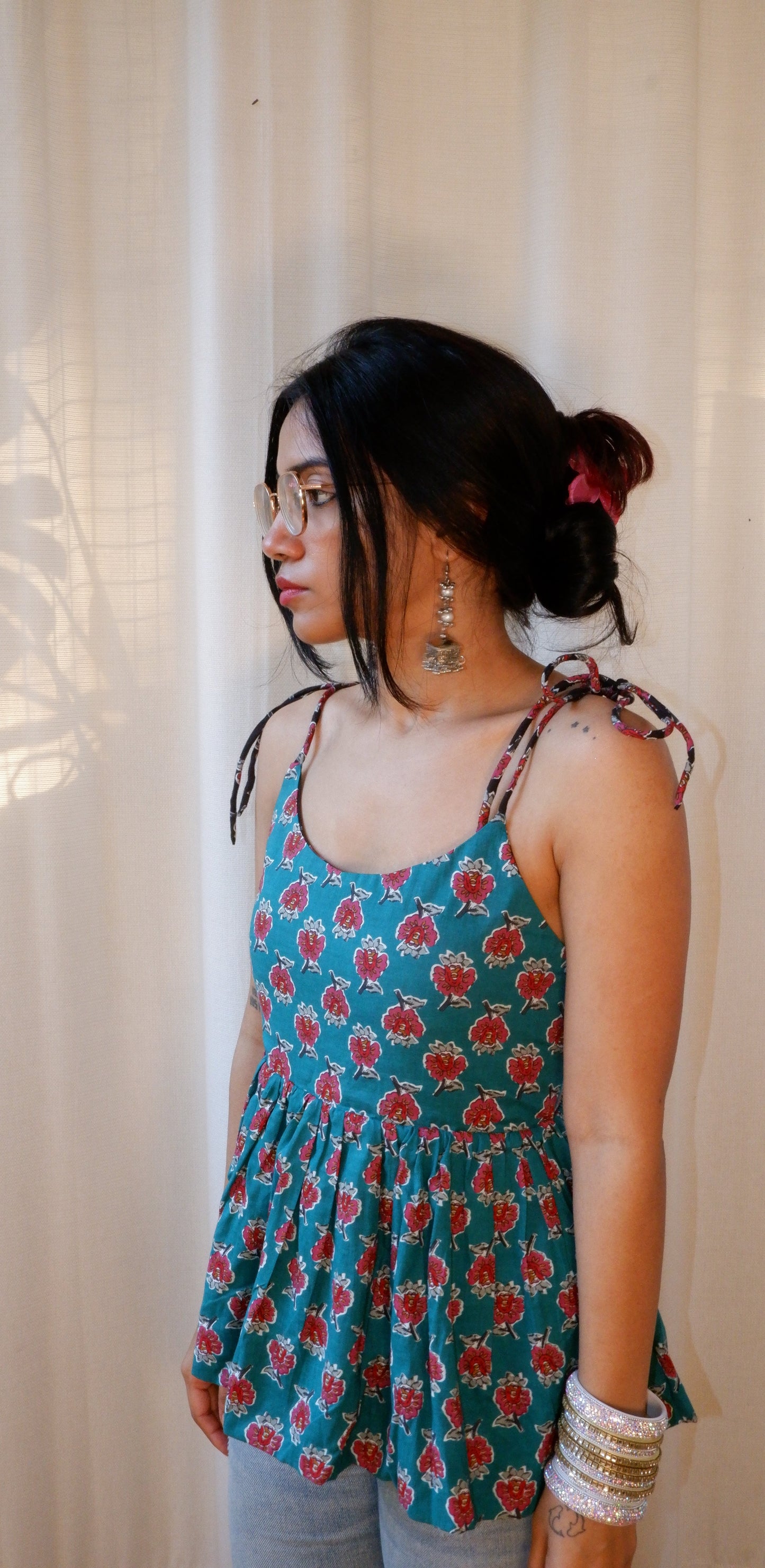 Moonlit Petals Reversible Ruffle top