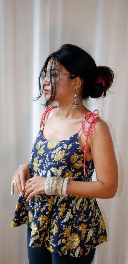 Rose AfterDark Reversible Ruffle top