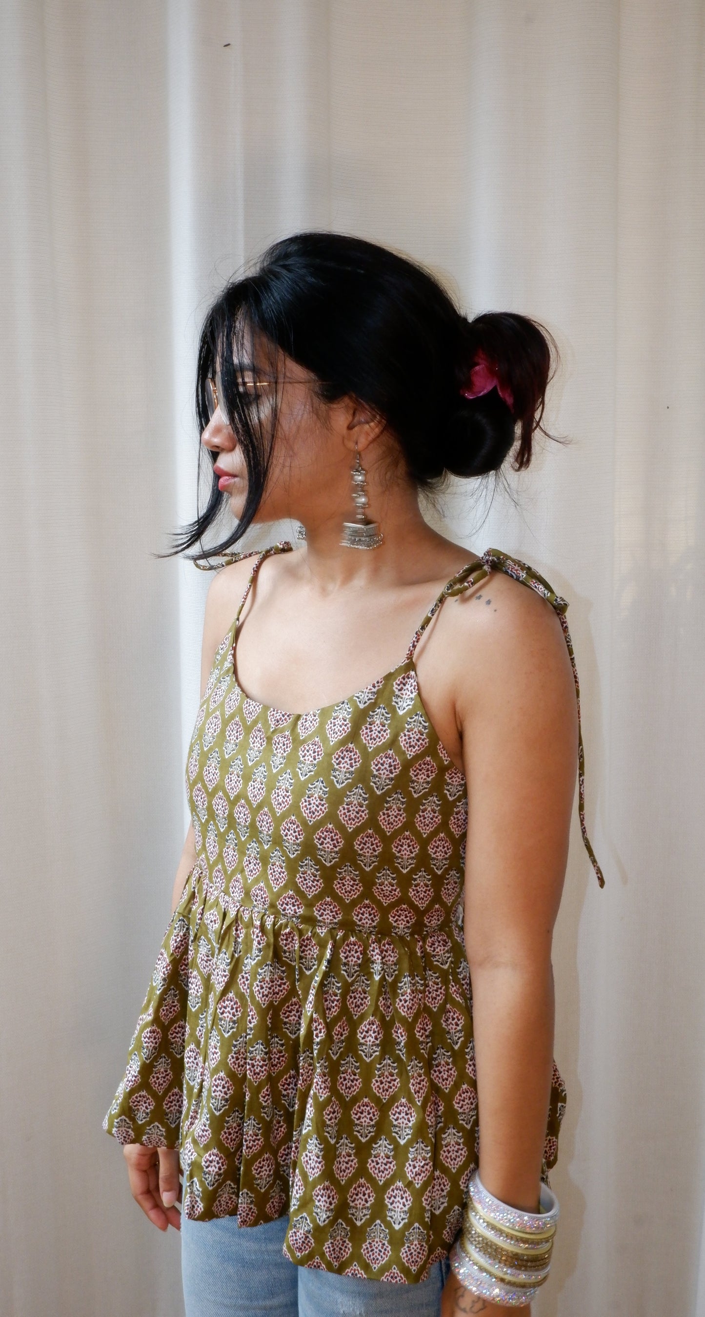 Boho Bloom Reversible Ruffle top