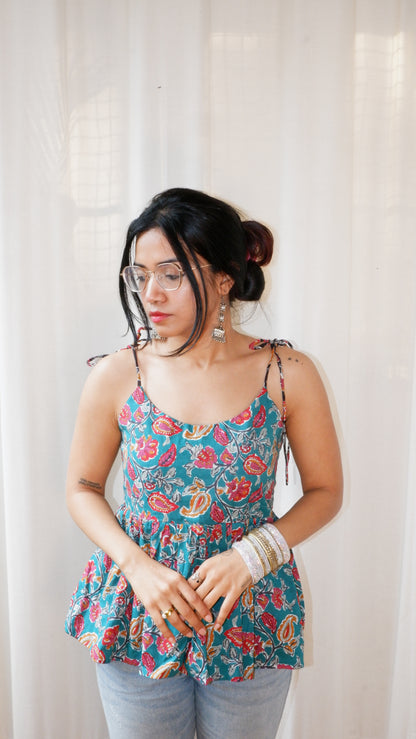 Seafoam shadows Reversible Ruffle top