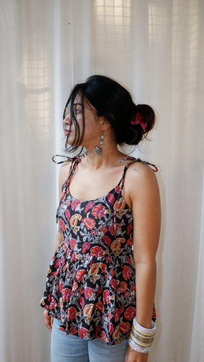 Seafoam shadows Reversible Ruffle top