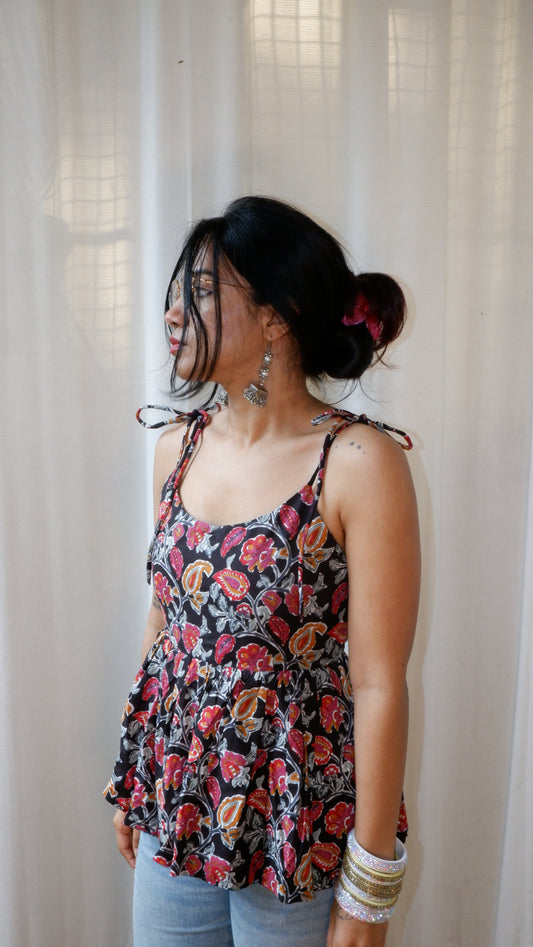 Seafoam shadows Reversible Ruffle top