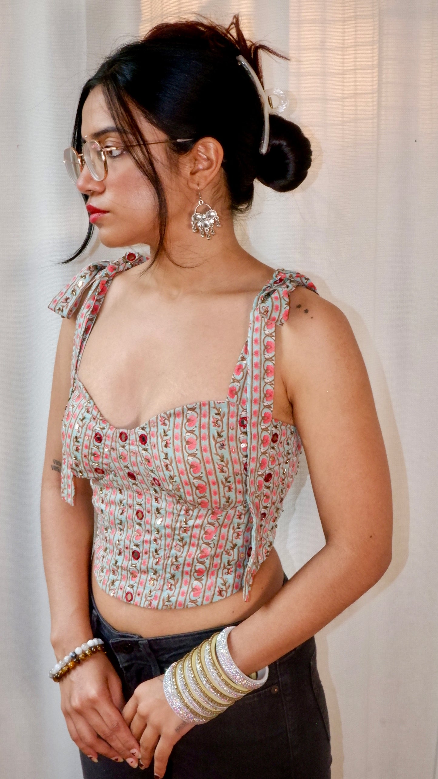 Bubblegum Embroidered corset top