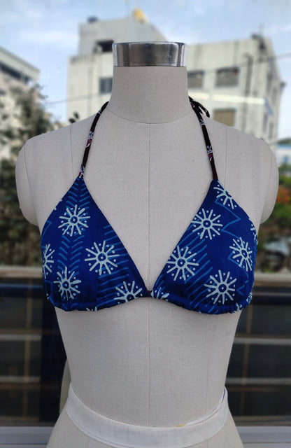 Indigo combo: Crop shirt + Bikini Top