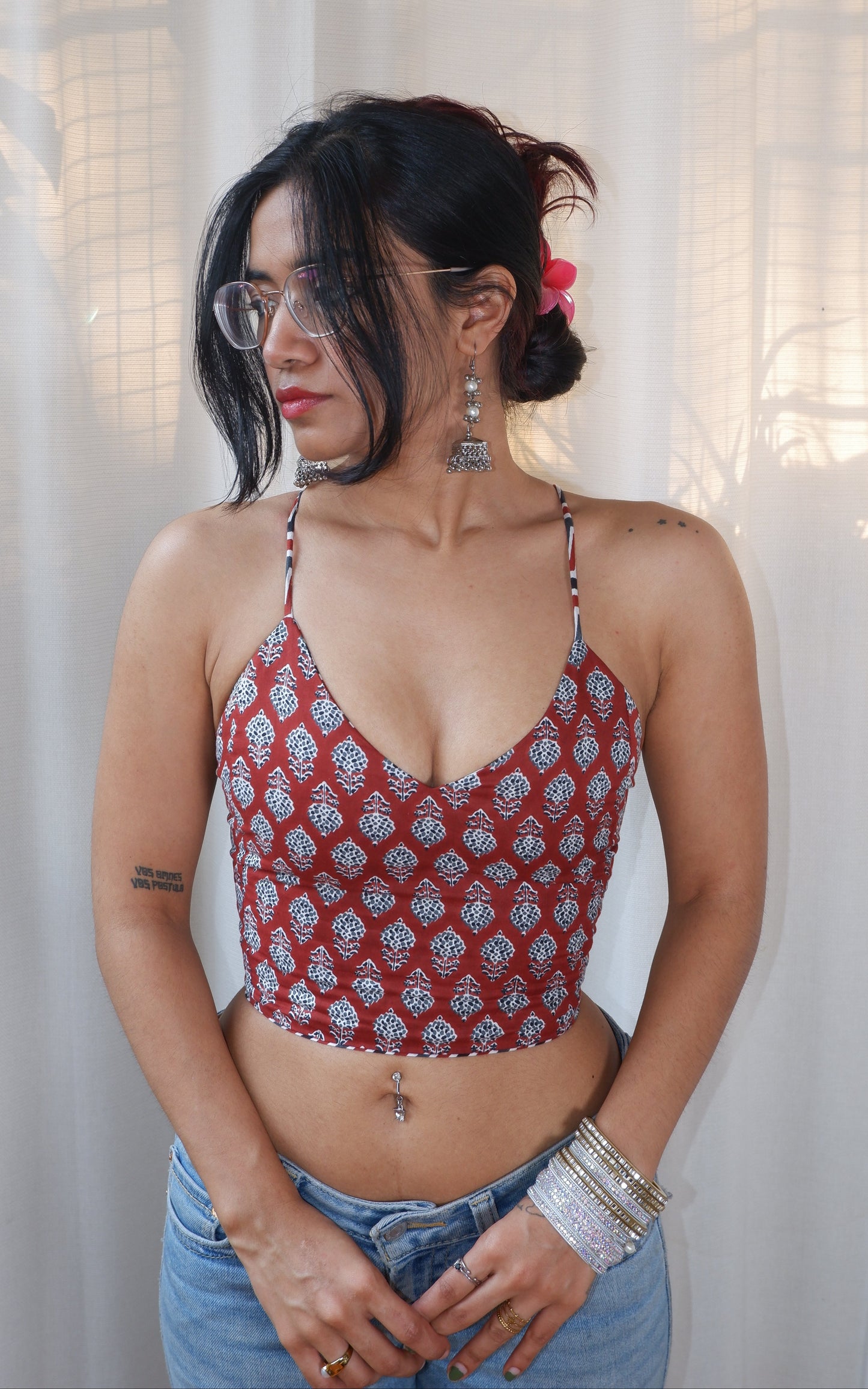 Terracotta tale Backless Crop Top