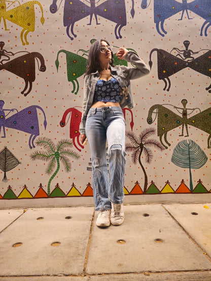 Navy muse corset top