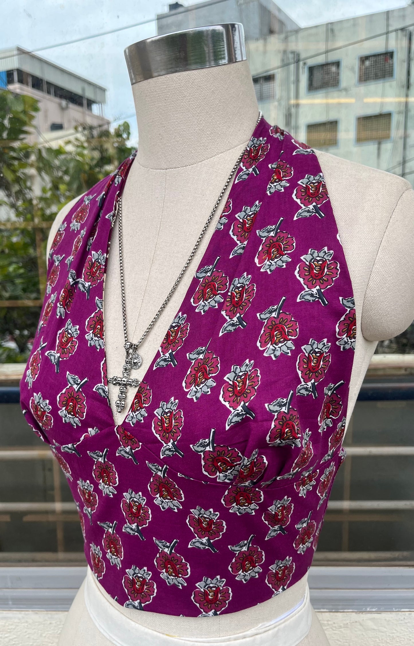Purple Lilac Crop Halter Top