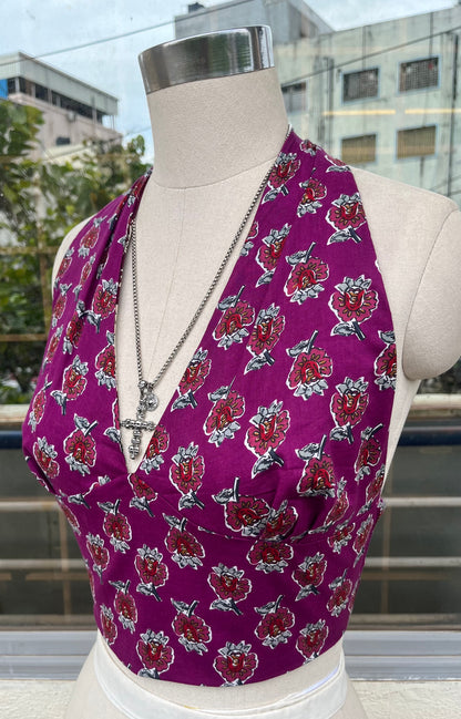 Purple Lilac Crop Halter Top