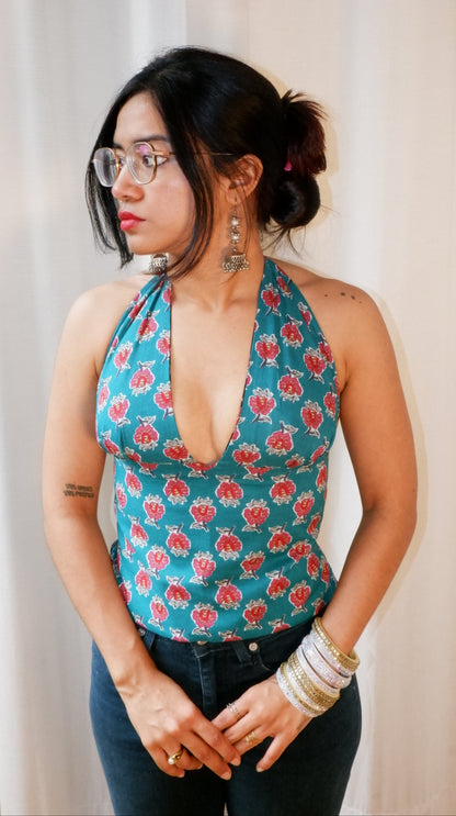 Moonlit Petals Reversible GEET Halter Top