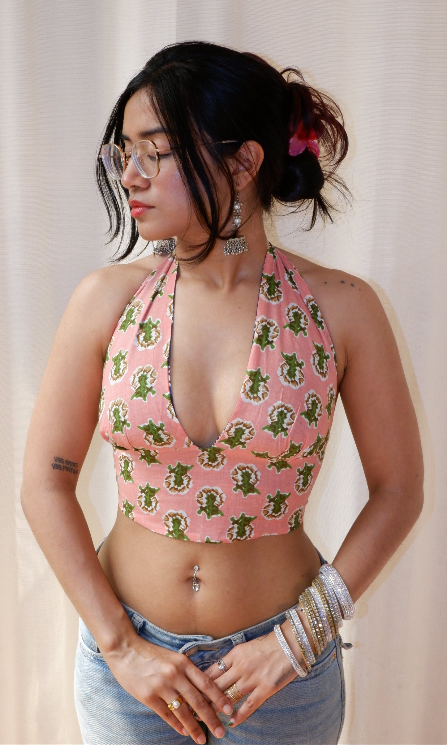 Electric Blossom Reversible Halter Top