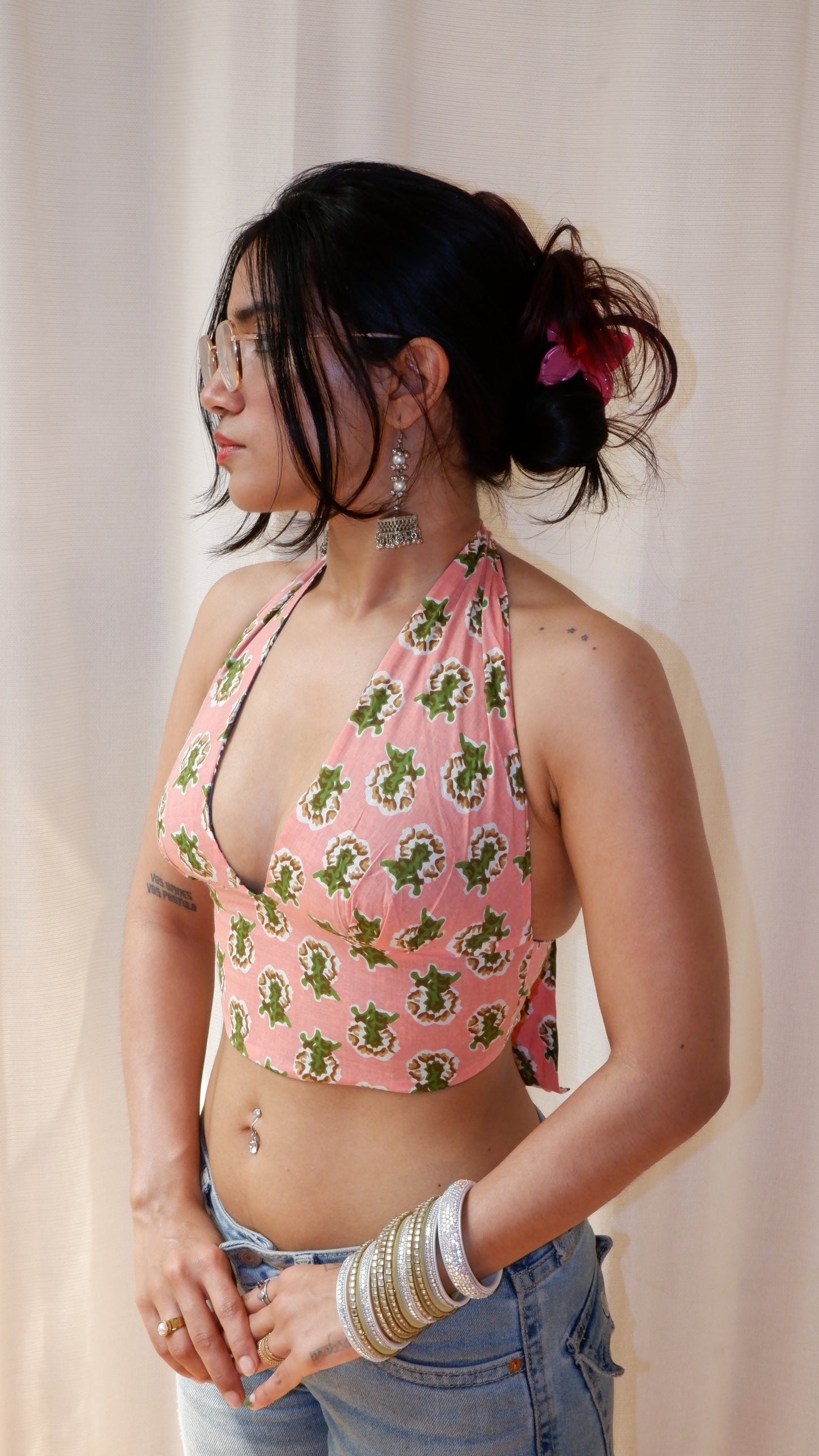 Electric Blossom Reversible Halter Top