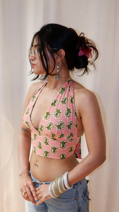 Electric Blossom Reversible Halter Top