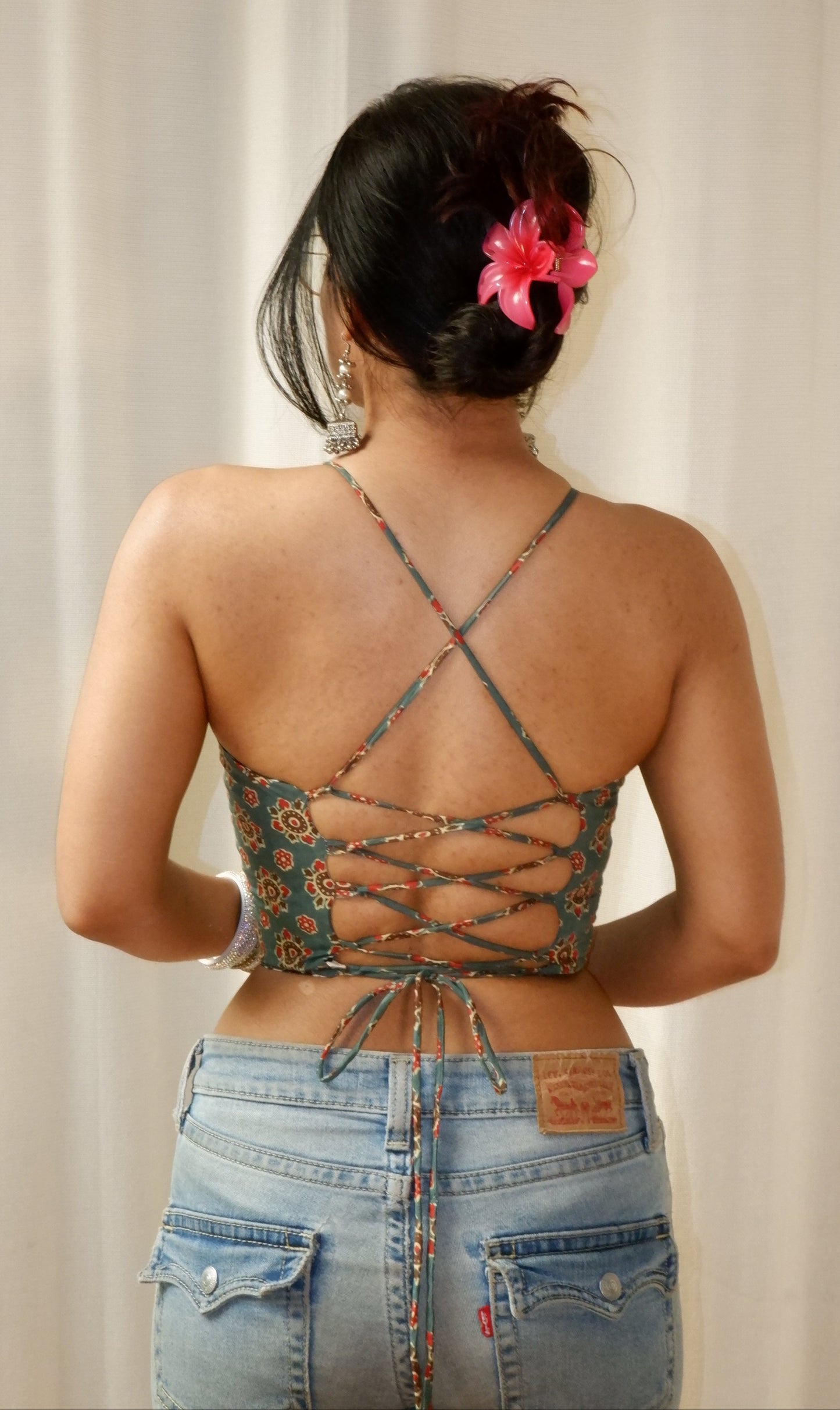 Wildstripe Grove Backless Crop Top