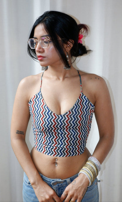 Wildstripe Grove Backless Crop Top