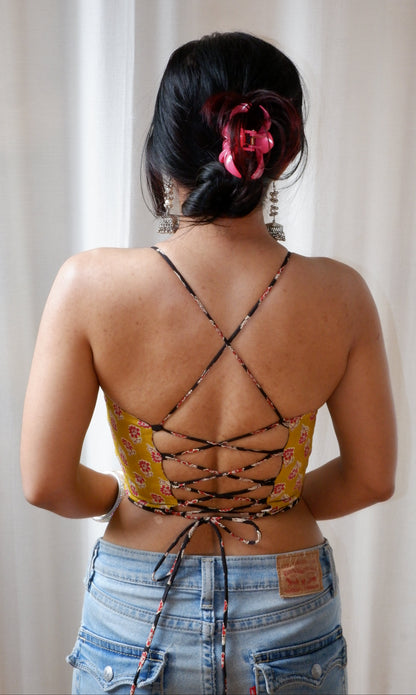 Mustard Noir Backless Crop Top