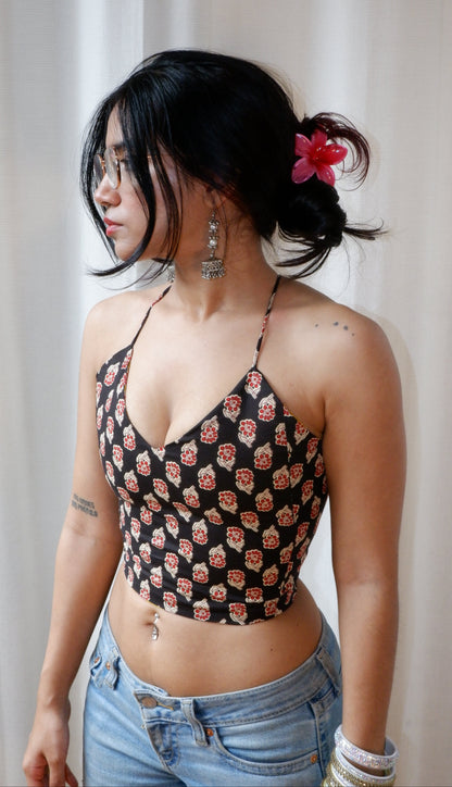 Mustard Noir Backless Crop Top