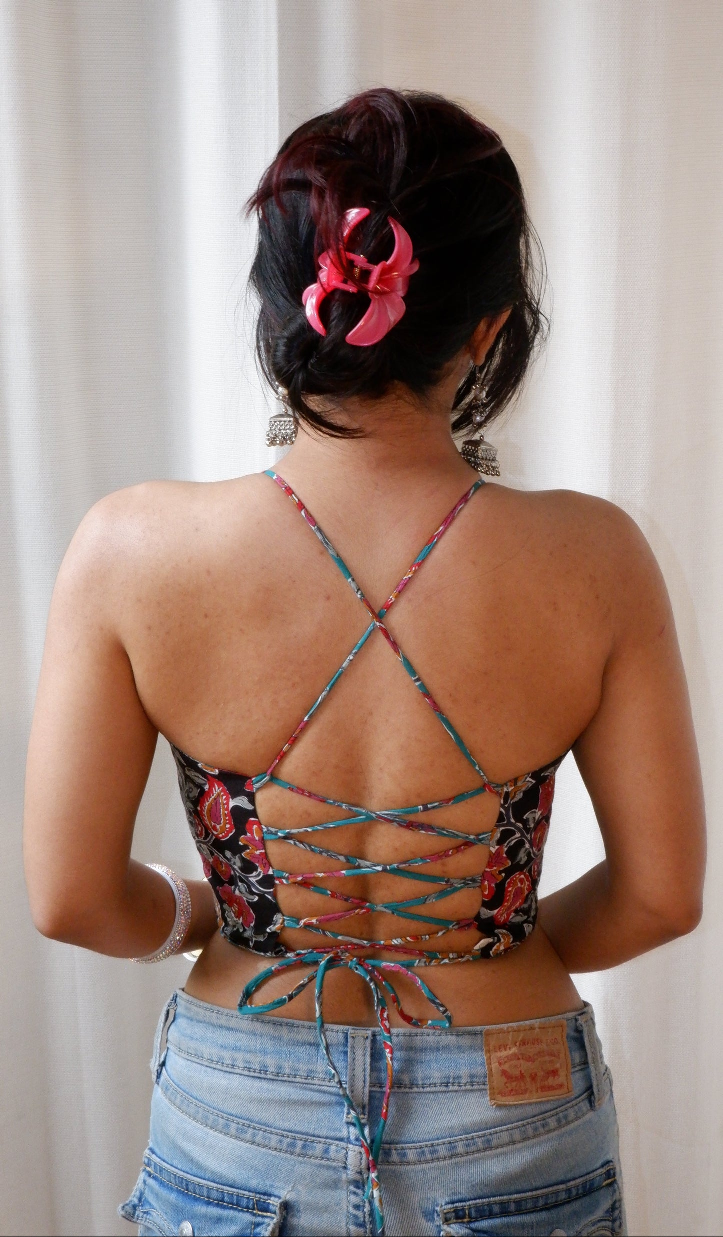 Seafoam shadows Backless Crop Top