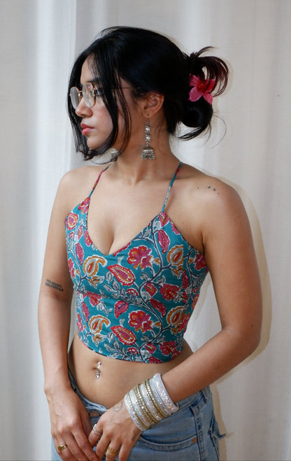 Seafoam shadows Backless Crop Top