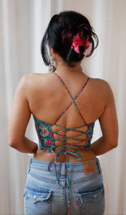 Seafoam shadows Backless Crop Top