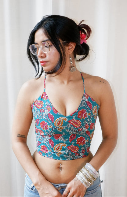 Seafoam shadows Backless Crop Top