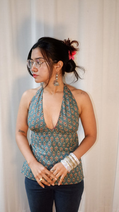 Bloom rush Y2K halter top