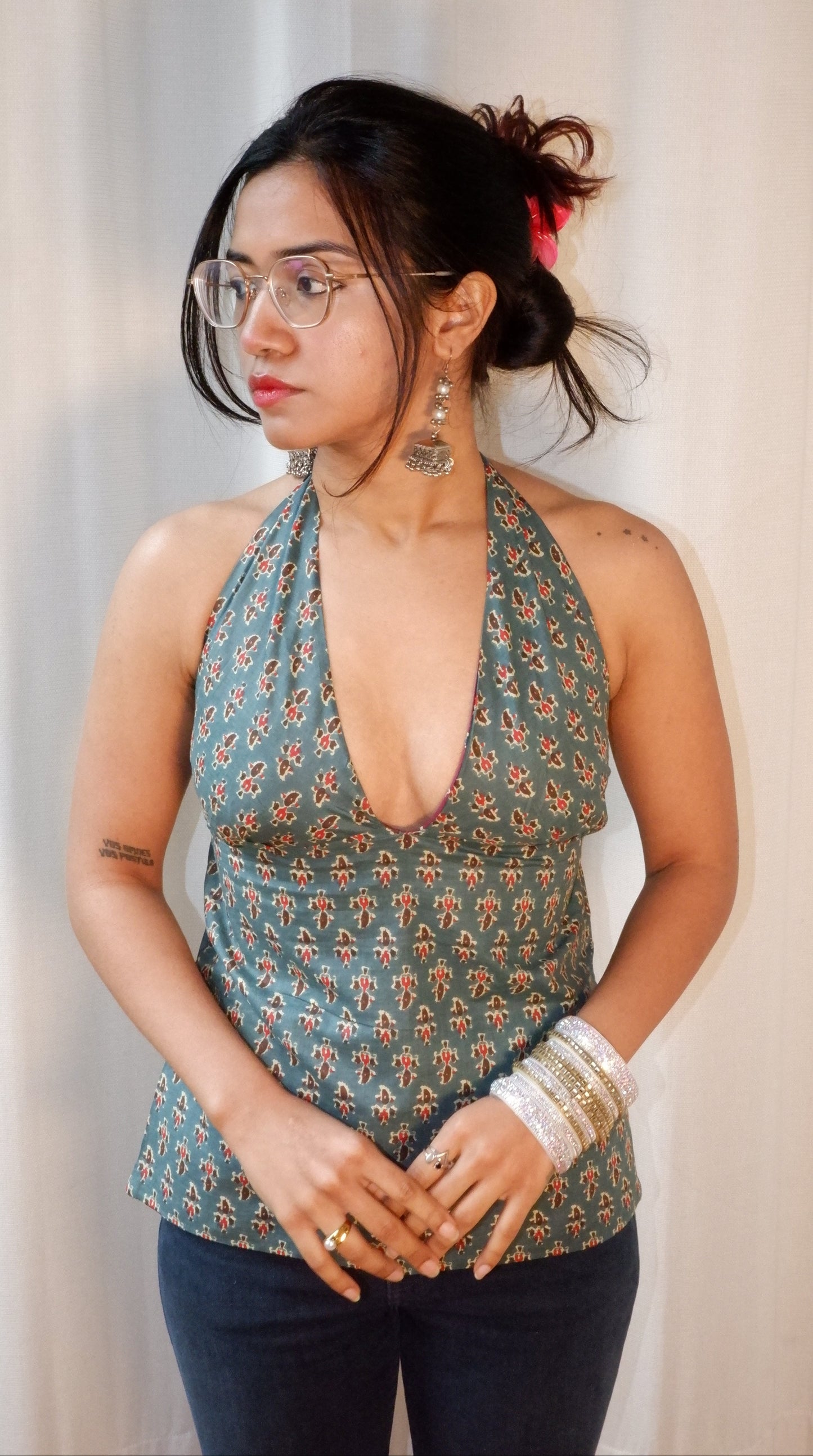 Bloom rush Y2K halter top