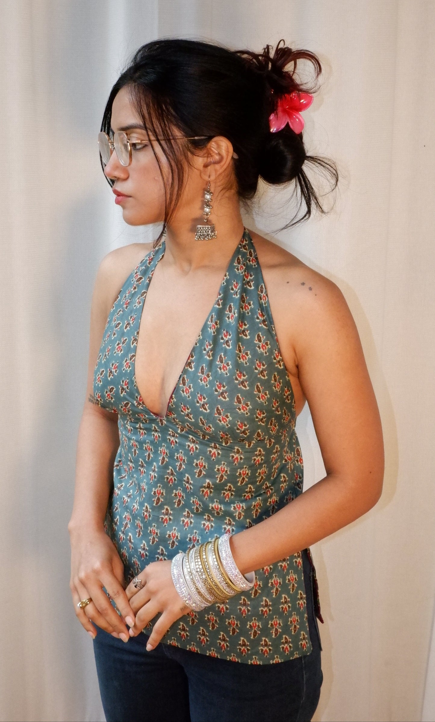 Bloom rush Y2K halter top