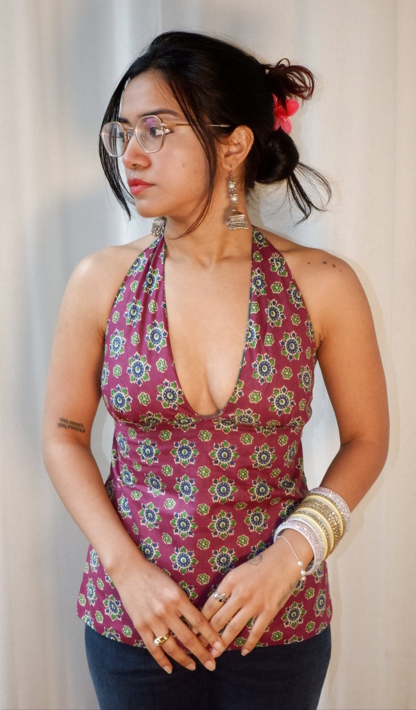 Bloom rush Y2K halter top