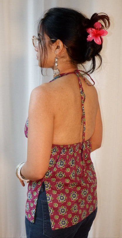 Bloom rush Y2K halter top